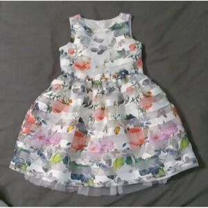 Lavender By Us Angels Girls White Multi-Colored Floral Sleeveless Dress Size 6